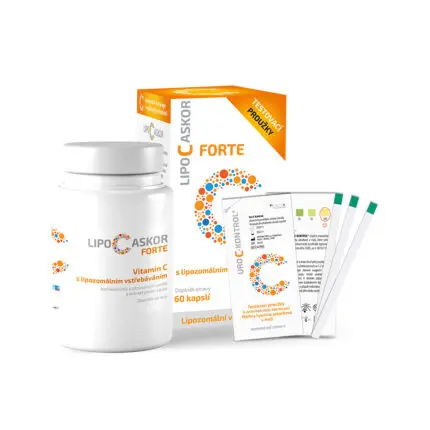 LIPO C ASKOR FORTE cps 60 ks - vitamín C s lipozomálnym vstrebávaním + testovacie prúžky, 1x1 set