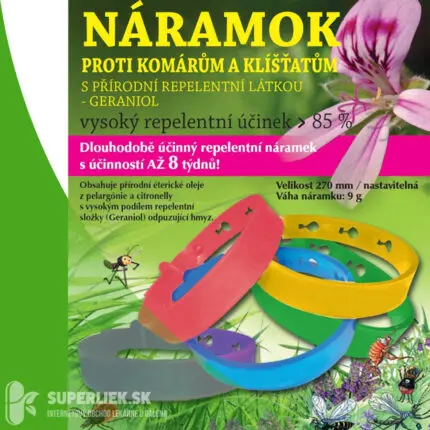 Náramok HMT proti komárom a kliešťom s repelentnou látkou GERANIOL 1x1 ks