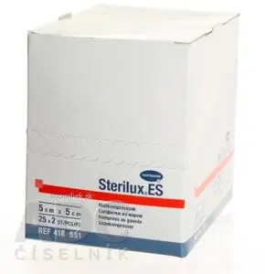 STERILUX ES kompres sterilný so založenými okrajmi 17 vlákien 8 vrstiev (5x5 cm) 25x2 (50 ks)