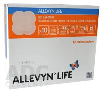 ALLEVYN LIFE Krytie na rany 15,4x15,4 cm, adhezívne penové krytie so silikónovým gélom 1x10 ks