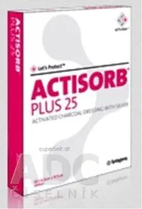 ACTISORB PLUS 25 obväz s aktívnym uhlím a striebrom (10,5x10,5 cm) 1x10 ks