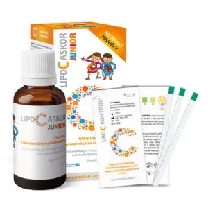 LIPO C ASKOR JUNIOR sir 110 ml - vitamín C s lipozomálnym vstrebávaním + testovacie prúžky, 1x1 set