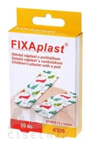 FIXAplast KIDS Detská náplasť strip s vankúšikom 72x19 mm, 1x10 ks