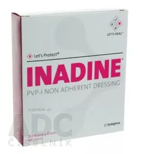 INADINE Povidone Iodine neadhezívne krytie (9,5x9,5 cm) 1x25 ks