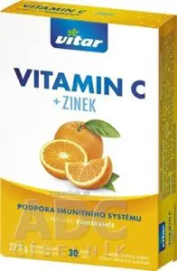 VITAR VITAMÍN C + ZINOK tbl oro s príchuťou pomaranč 1x30 ks