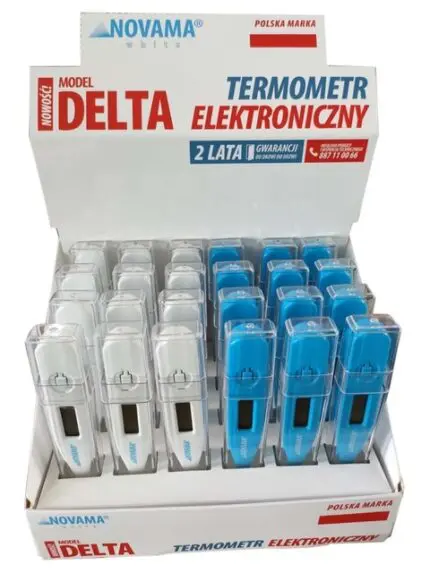 NOVAMA White Delta Digitálny teplomer s meraním za 60 sekúnd, 24ks s displejom