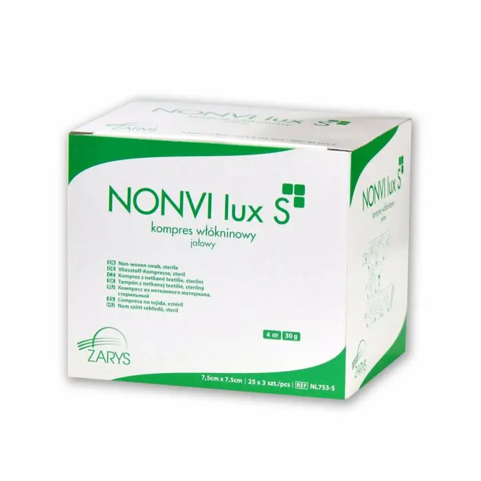 ZARYS NONVI LUX S, Netkaný sterilný obklad, 7,5cm x 7,5cm, 25ks x 5ks