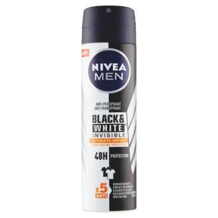 NIVEA Men Black & White Invisible Ultimate Impact Sprej antiperspirant, 150 ml