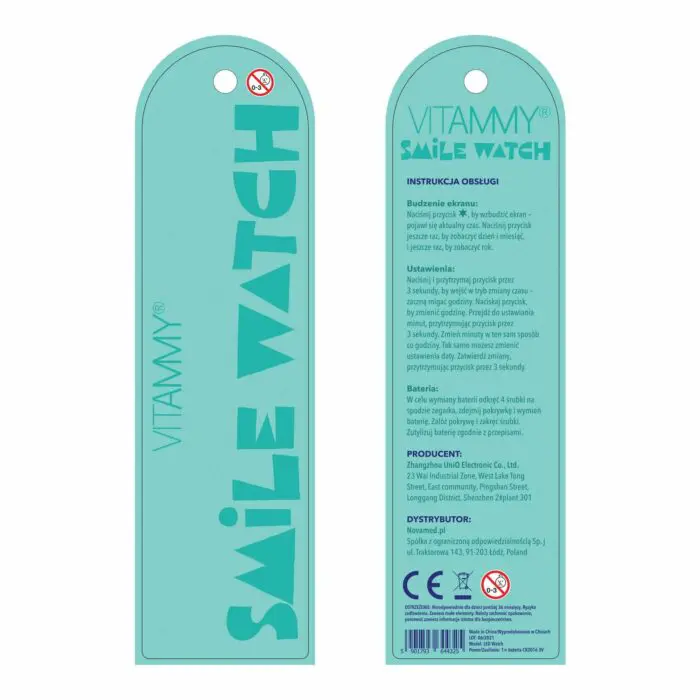 VITAMMY SMILE WATCH Detské silikónové hodinky, tyrkysová