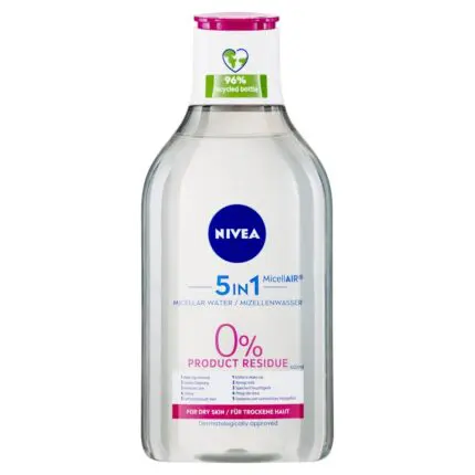 NIVEA MicellAir 5 v 1 Jemná micelárna voda bez parfumu pre suchú pleť, 400 ml