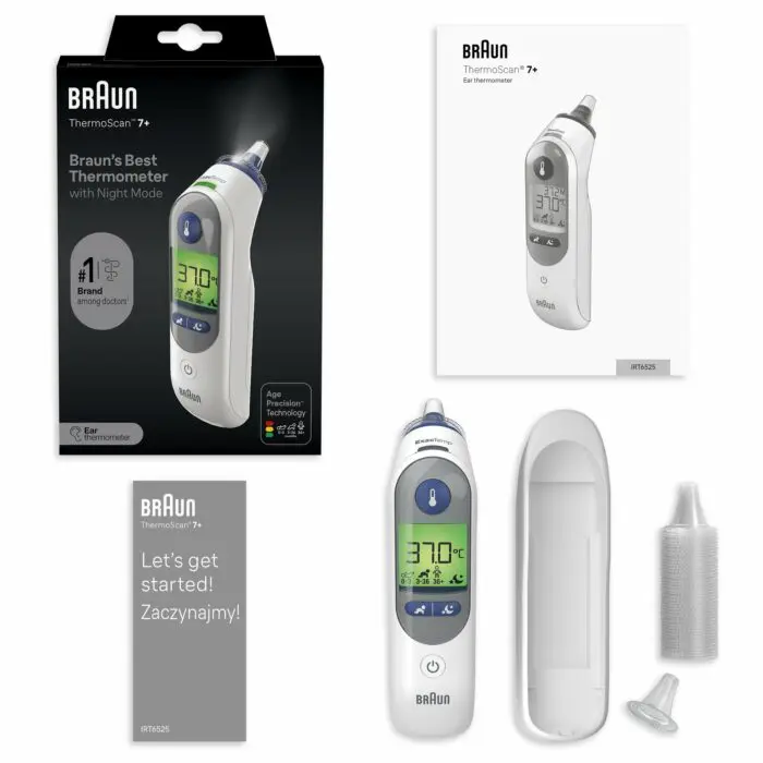 BRAUN ThermoScan 7+ IRT6525 ušný teplomer so systémom "AGE Precision", s osvetlením