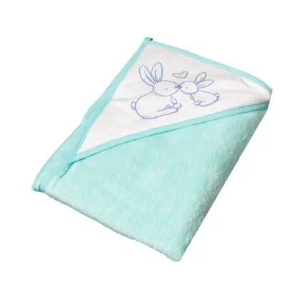 TEGA BABY Detská osuška s kapucňou Zajačik 100x100 - Mint