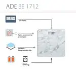 ADE BE1712 BE1711 Aurora Digitálna kúpeľňová váha z bieleho mramoru