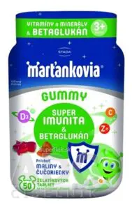 STADA Marťankovia GUMMY Super Imunita & Betaglukán želatínové tablety, príchuť malina a čučoriedka 1x50 ks