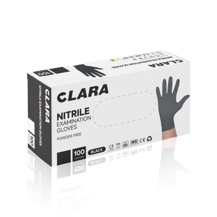 CLARA Bezpúdrové nitrilové rukavice čierne XL, 100 ks