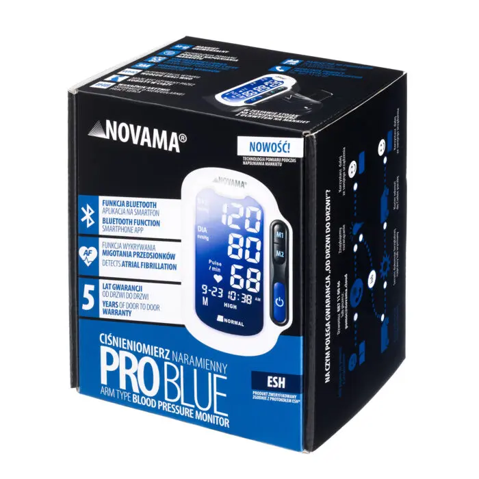 NOVAMA Pro Blue Ramenný tlakomer s Bluetooth, detegujúci fibriláciu predsiení