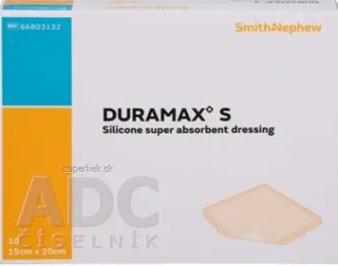 DURAMAX S silikónový superabsorpčný obväz (krytie), 15x20 cm, 1x10 ks