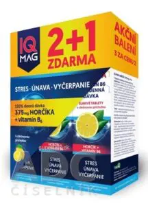 IQ MAG HORČÍK 375 mg + Vitamín B6 šumivé tablety citrónová príchuť (2+1 zadarmo) 3x20 ks (60 ks)