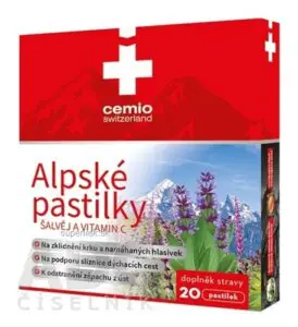 Cemio Alpské pastilky ŠALVIA A VITAMÍN C (inov.2025) 1x20 ks