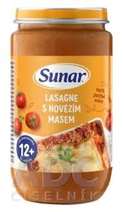 Sunar LASAGNE S HOVÄDZÍM MÄSOM zeleninovo-mäsový príkrm (od ukonč. 12. mesiaca) 1x235 g