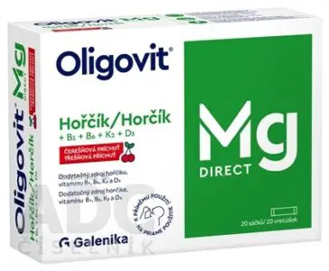 Oligovit Mg DIRECT prášok s čerešňovou príchuťou (horčík + vitamín B1+B6+K2+D3) vrecúška 1x20 ks