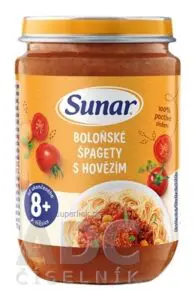Sunar BOLONSKÉ ŠPAGETY S HOVADZÍM zeleninovo-mäsový príkrm (od ukonč. 8 mesiaca) 1x190 g