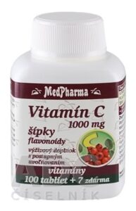 MedPharma VITAMÍN C 1000 mg so šípkami tbl (s postupným uvoľňovaním) (100+7 zadarmo) 1x107 ks