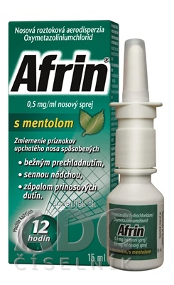 Afrin 0,5 mg/ml nosový sprej s mentolom aer nao (fľ.HDPE) 1x15 ml