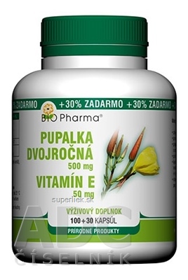 BIO Pharma Pupalka dvojročná 500 mg, Vit. E 50 mg cps 100+30 (30% ZADARMO) (130 ks)