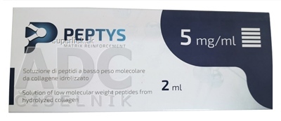 PEPTYS 5 roztok peptidov PEP-52 z kolagénu 5 mg/ml injekcia predplnená, nízkomolekulárne peptidy (LWP) 1x2 ml