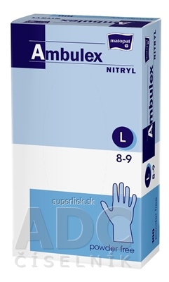 Ambulex rukavice NITRYL veľ. L, biele, krátke, nesterilné, nepudrované, 1x100 ks