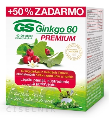 GS Ginkgo 60 PREMIUM tbl 40+20 zadarmo (60 ks)