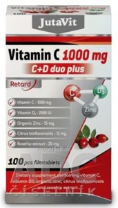 JutaVit Vitamín C 1000 mg + D3 2000 IU duo plus tbl so zinkom, bioflavonoidmi a šípkami 1x100 ks
