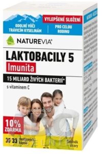SWISS NATUREVIA LAKTOBACILY "5" Imunita cps s vitamínom C (10% zdarma) 1x33 ks