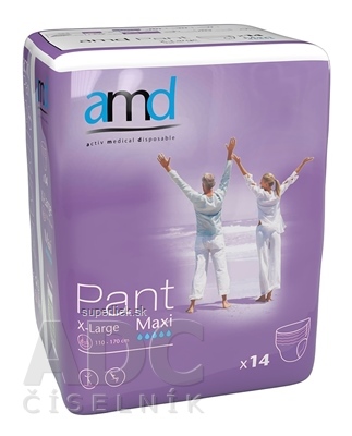 amd Pant Maxi X-Large plienkové nohavičky navliekacie, obvod bokov 120 - 170 cm, nasiakavosť 2450 ml, 1x14 ks