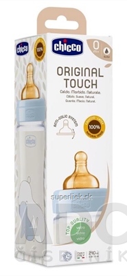 CHICCO Fľaša dojčenská Original Touch sklo, 240 ml, s cumlíkom latex 1x1 ks