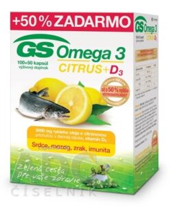 GS Omega 3 CITRUS + D3 cps 100+50 (50% zadarmo) (150 ks)