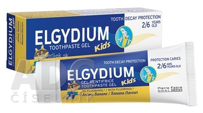 ELGYDIUM KIDS gélová zubná pasta s fluorinolom pre deti (2-6 rokov) s príchuťou banánu 1x50 ml