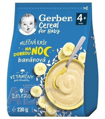 Gerber Cereal Mliečna KAŠA Dobrú noc Banánová (od ukonč. 4. mesiaca) 1x230 g
