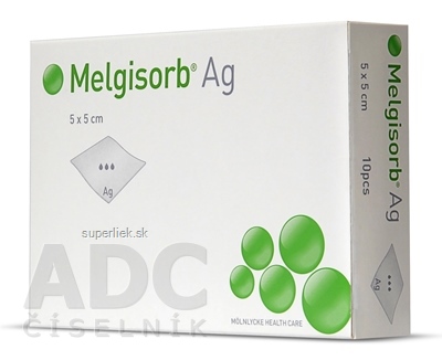 Melgisorb Ag 5x5 cm antimikrobiálny alginátový obväz 1x10 ks