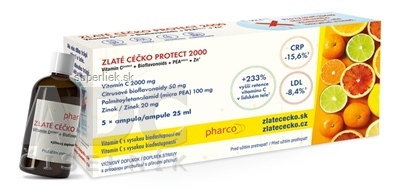 ZLATÉ CÉČKO PROTECT 2000 ampulky (vitamín C + bioflavonoidy + PEA + zinok) s príchuťou 5x25 ml (125 ml)