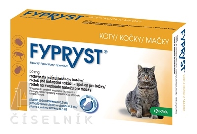 FYPRYST 50 mg MAČKY roztok na kvapkanie na kožu pre mačky (pipeta) 1x0,5 ml