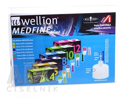 Wellion MEDFINE plus Penneedles 10 mm ihla na aplikáciu inzulínu pomocou pera 100 ks + nádoba na použité ihly, 1x1 set