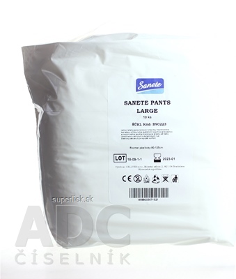 Sanete Pants - Nohavičky plienkové inkontinenčné Large, savosť 1260 ml, obvod pása 90-125 cm, 1x10 ks