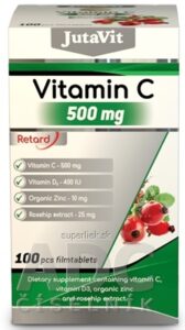 JutaVit Vitamín C 500 mg + D3 400 IU + Zinok 15 mg tbl s extraktom zo šípok 1x100 ks