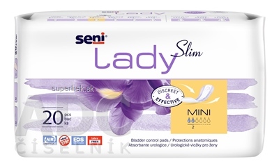 Seni Lady Slim MINI urologické vložky pre ženy, savosť 200 ml (inov.2021) 1x20 ks
