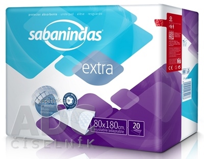 Sabanindas Extra podložka absorpčná, 80x180 cm, zastielateľná, abs.1540 ml, 1x20 ks