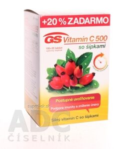 GS Vitamín C 500 so šípkami tbl 100+20 (20 % zadarmo) (120 ks)