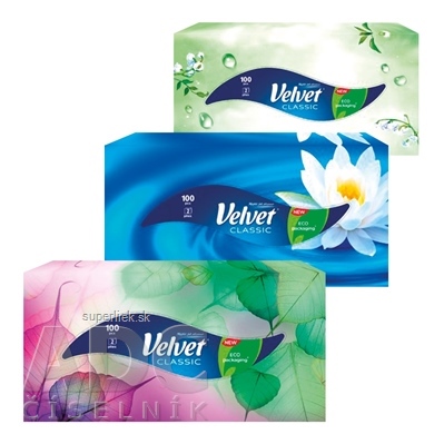 Velvet CLASSIC box papierové vreckovky 2-vrstvové, 1x100 ks