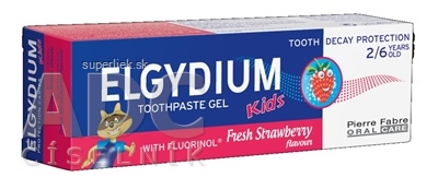 ELGYDIUM KIDS gélová zubná pasta s fluorinolom pre deti (2-6 rokov) s príchuťou jahody 1x50 ml